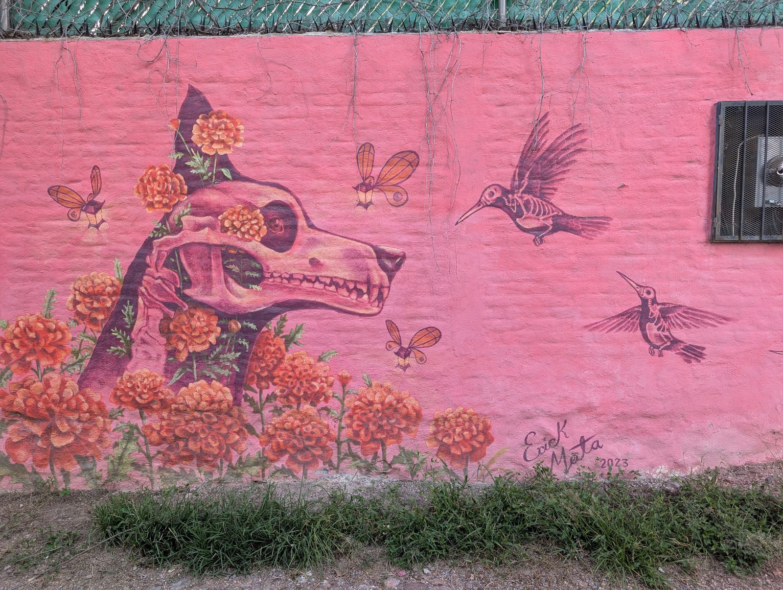 Xolo skull and marigolds
