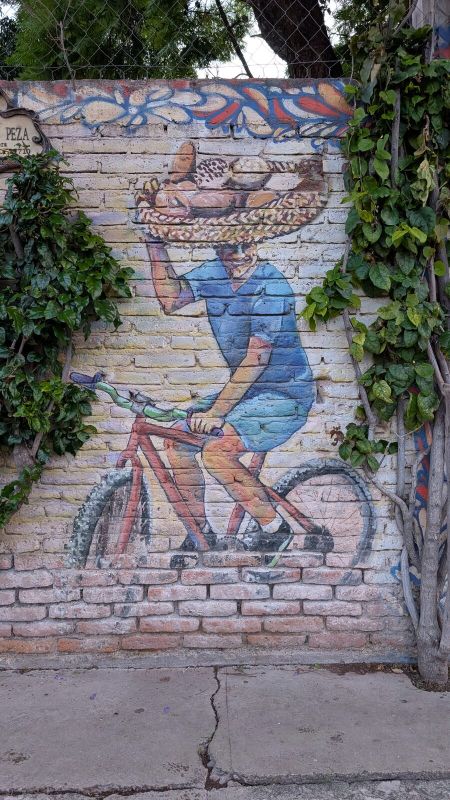 Bread vendor on bicycle
