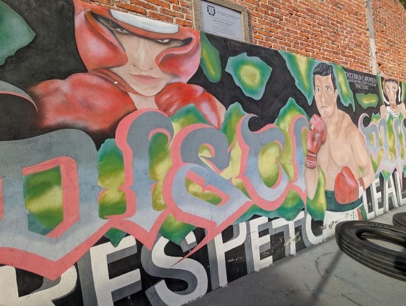 Boxing gym mural