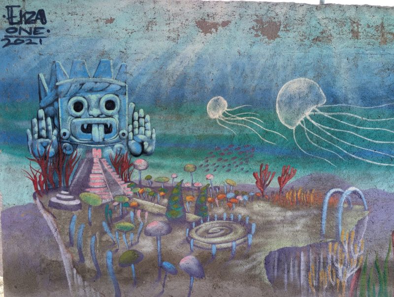 Underwater rain god
