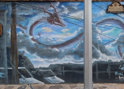 Cloud dragon over city