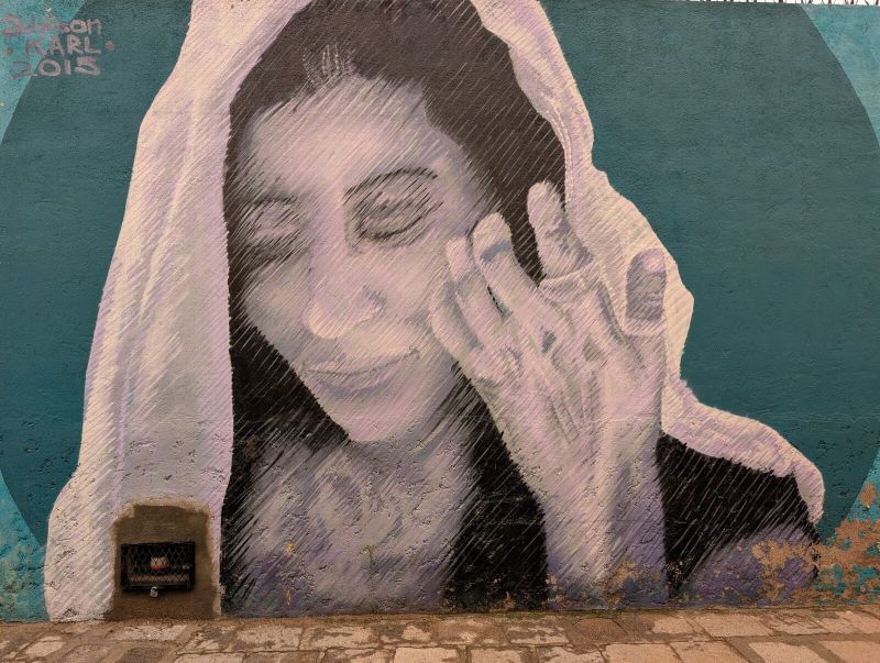 Mujer velada descansando