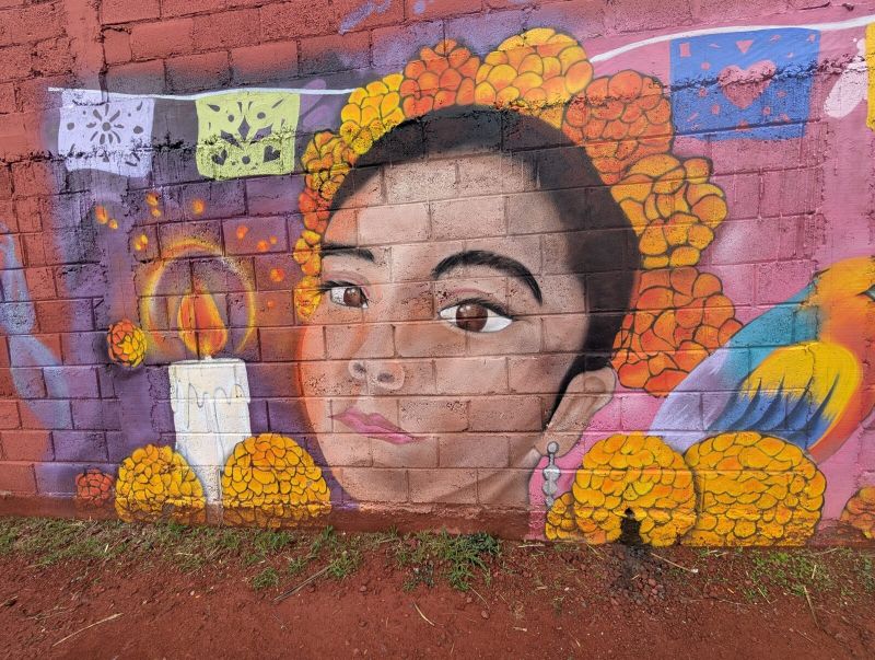 Mujer entre cempasúchiles