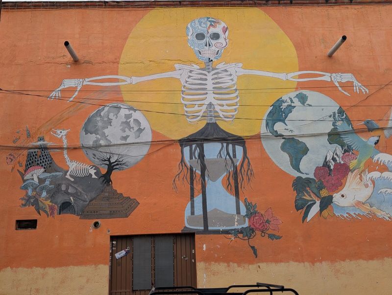 Skeleton between moon and earth