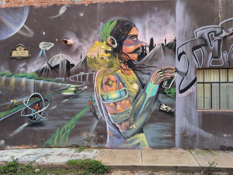 Cyber warrior with spray can
