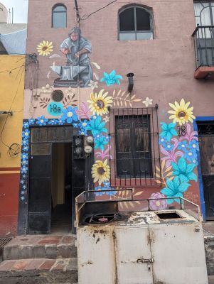 Blacksmith among flowers