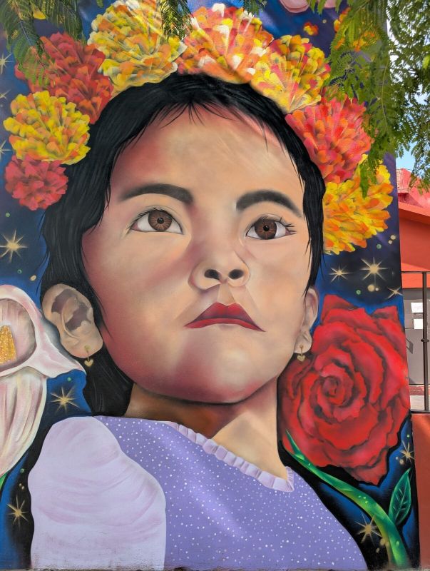 Girl crowned with marigolds