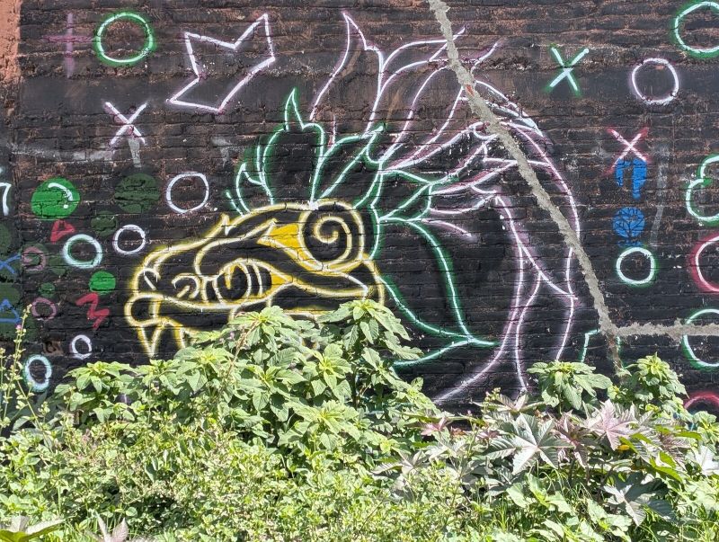 Line-art feathered serpent