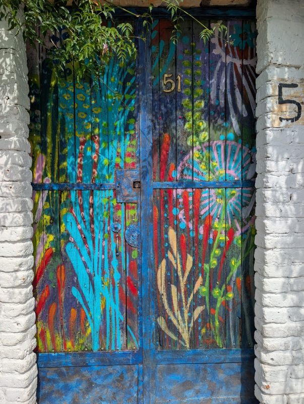 Painted door foliage