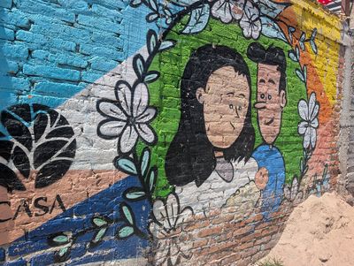Couple among flowers