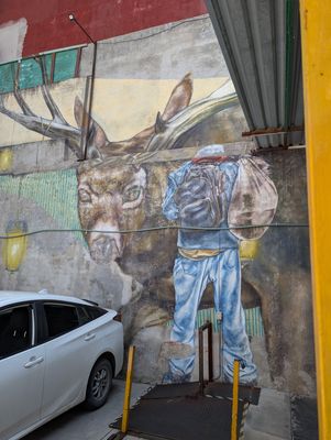 Traveler and deer
