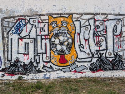 Grafiti del gato portero