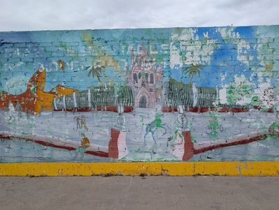 Faded plaza townscape