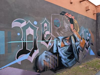 Masked writer and blackletter