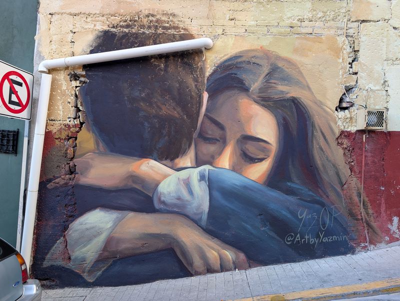 Embracing couple