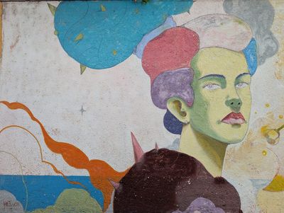 Green-faced woman