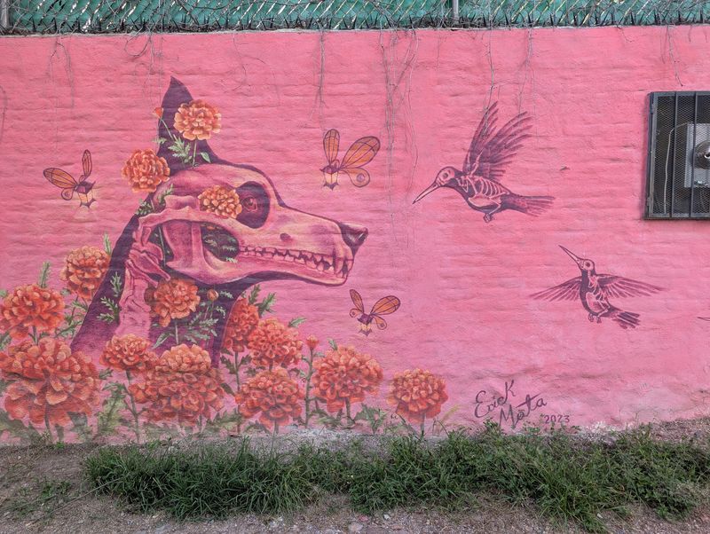 Xolo skull and marigolds
